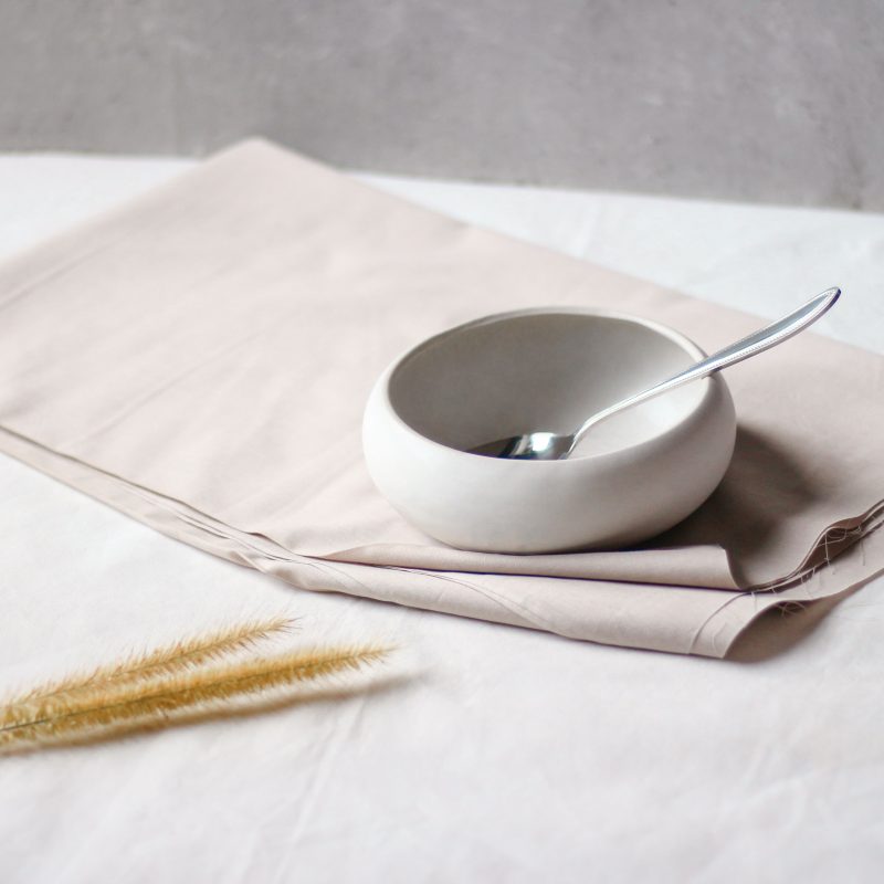 Mangkok keramik putih round bowl white doff
