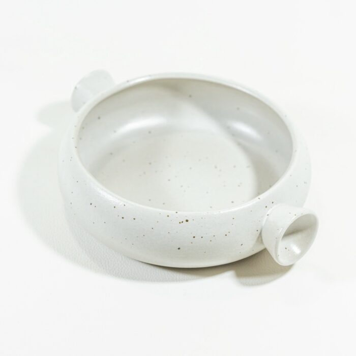 Mangkok Keramik Nuanza Two Handle white Spotting series